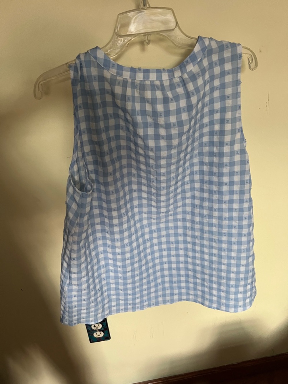 Cotton Bleu Light Blue Gingham Sleeveless Top - Picture 2 of 4